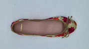BAILARINA CLASICA DE TEJIDO CON FLORES BORDADAS EN BEIGE