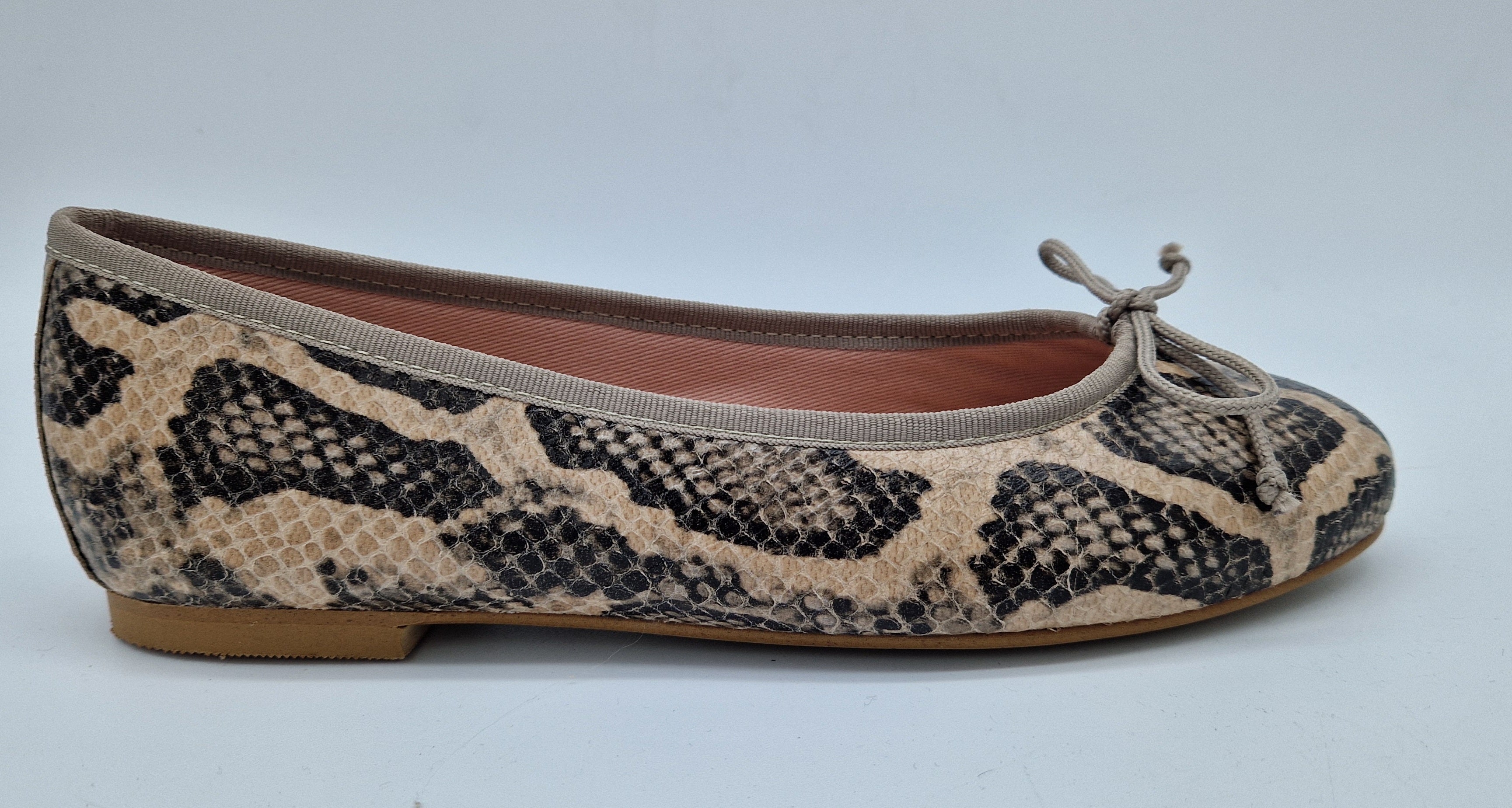 BAILARINA CLÁSICA DE PIEL EFECTO SERPIENTE BEIGE