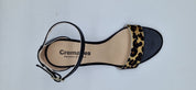 SANDALIA DE TIRA PELO LEOPARDO Y PIEL NEGRA