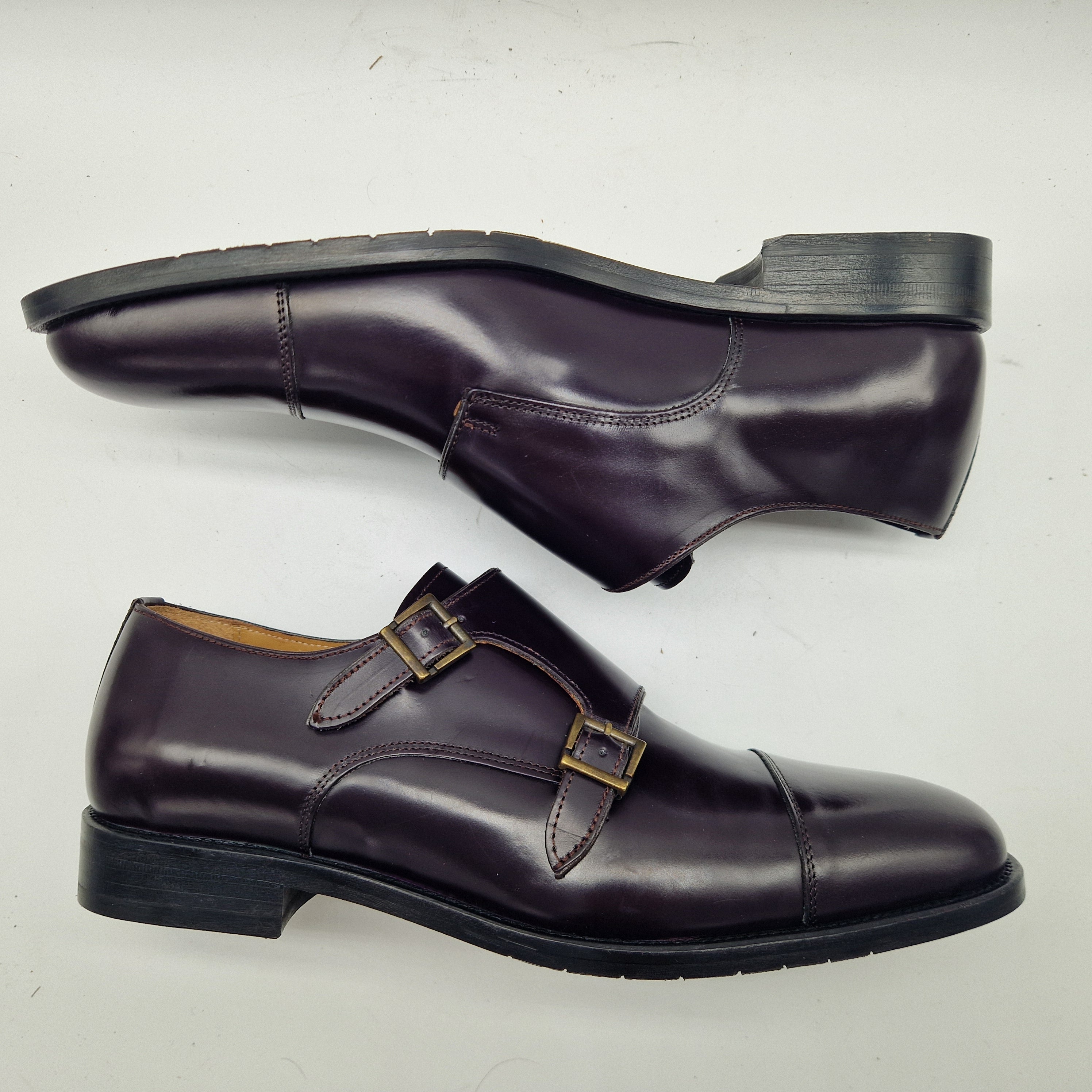 2 HEBILLAS EN PIEL BURDEOS - 70002