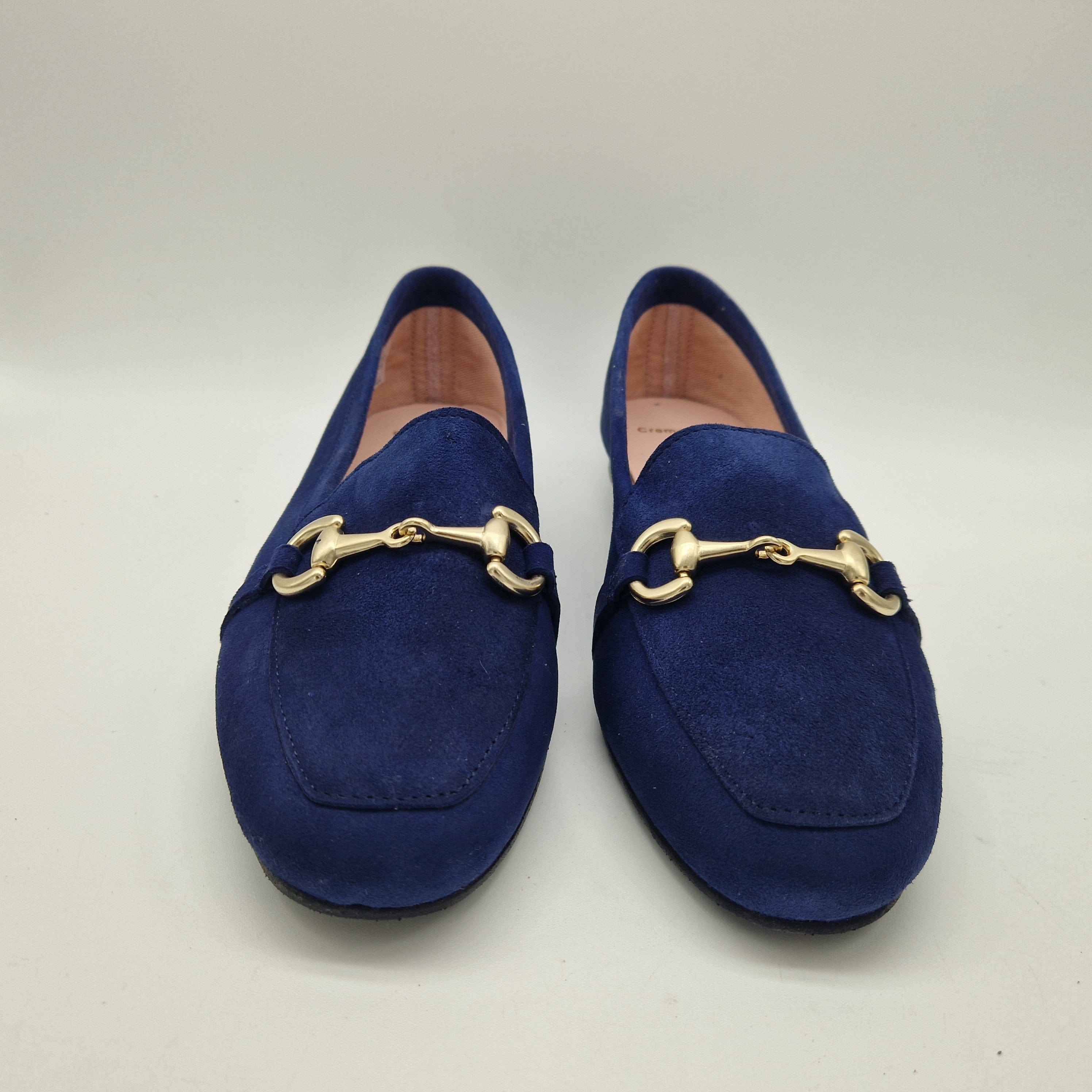 MOCASÍN CON ESTRIBO EN ANTE AZUL