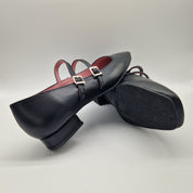 BAILARINA CON HEBILLAS EN PIEL NEGRO
