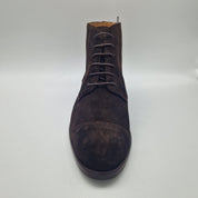 BOTÍN DE CORDONES EN SERRAJE MARRÓN