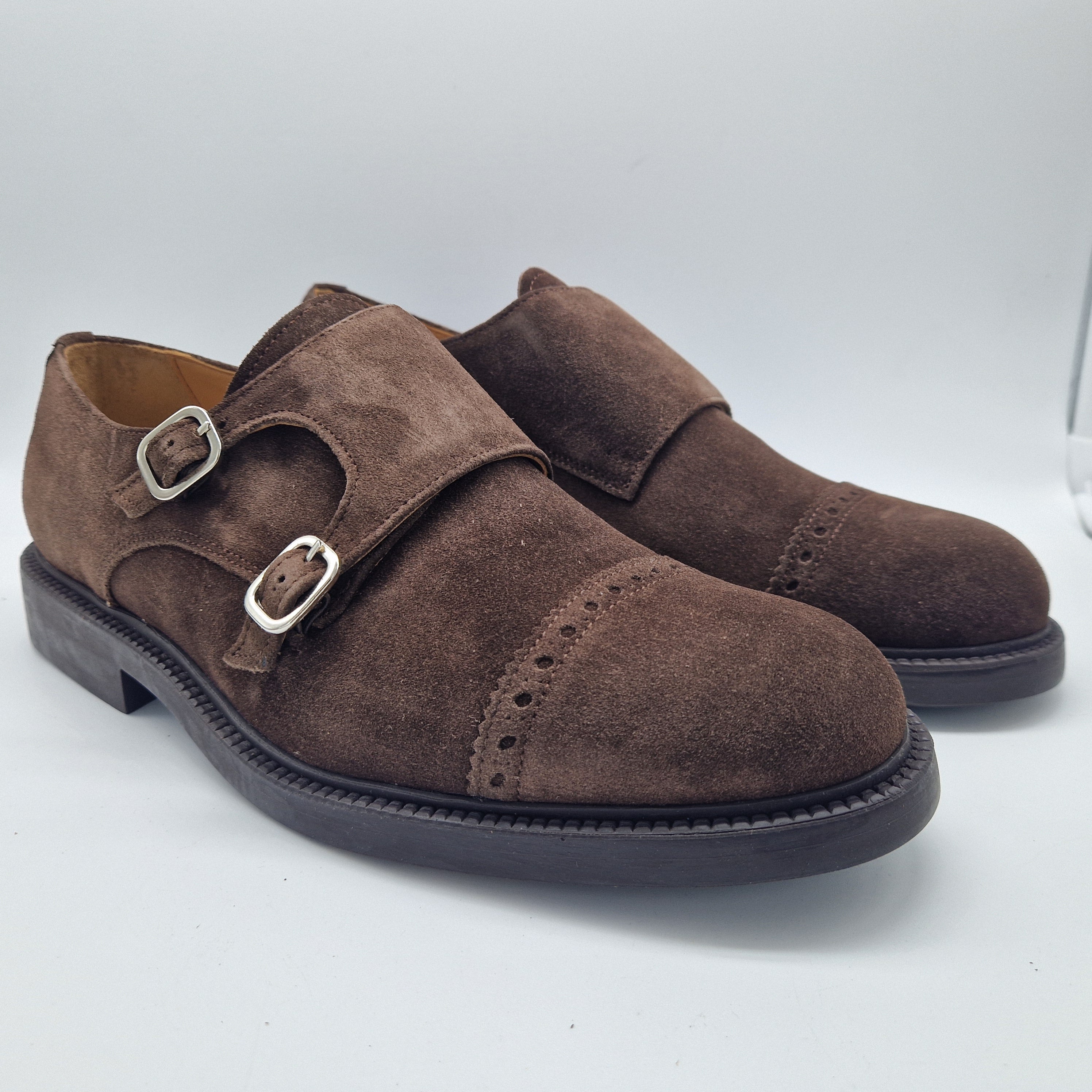 2 HEBILLAS EN SERRAJE MARRÓN