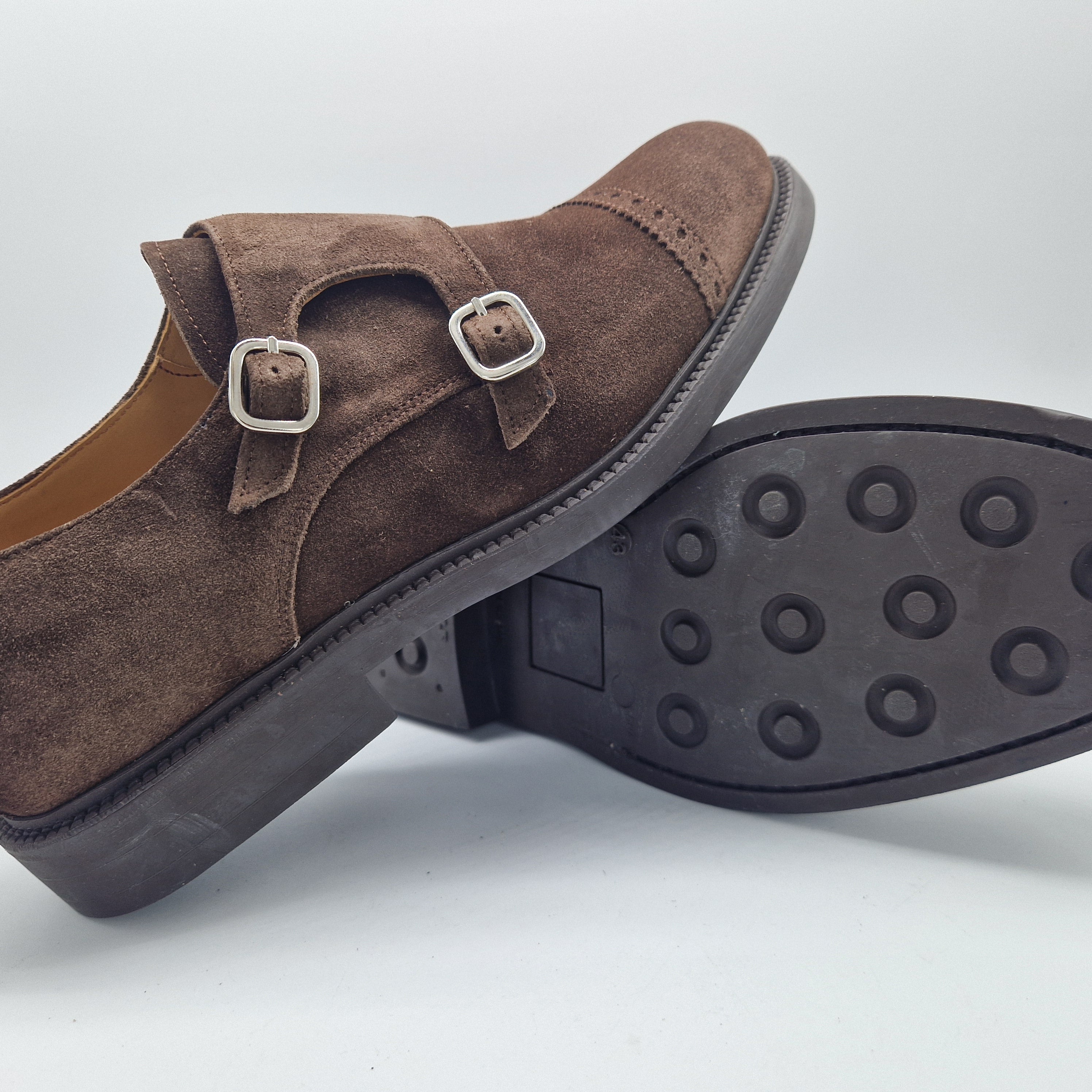 2 HEBILLAS EN SERRAJE MARRÓN