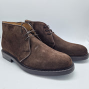 BOTÍN DE CORDONES EN SERRAJE MARRÓN