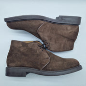 BOTÍN DE CORDONES EN SERRAJE MARRÓN