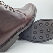 BOTITA DE CORDONES EN PIEL ENGRASADA MARRÓN