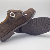 2 HEBILLAS EN SERRAJE MARRÓN