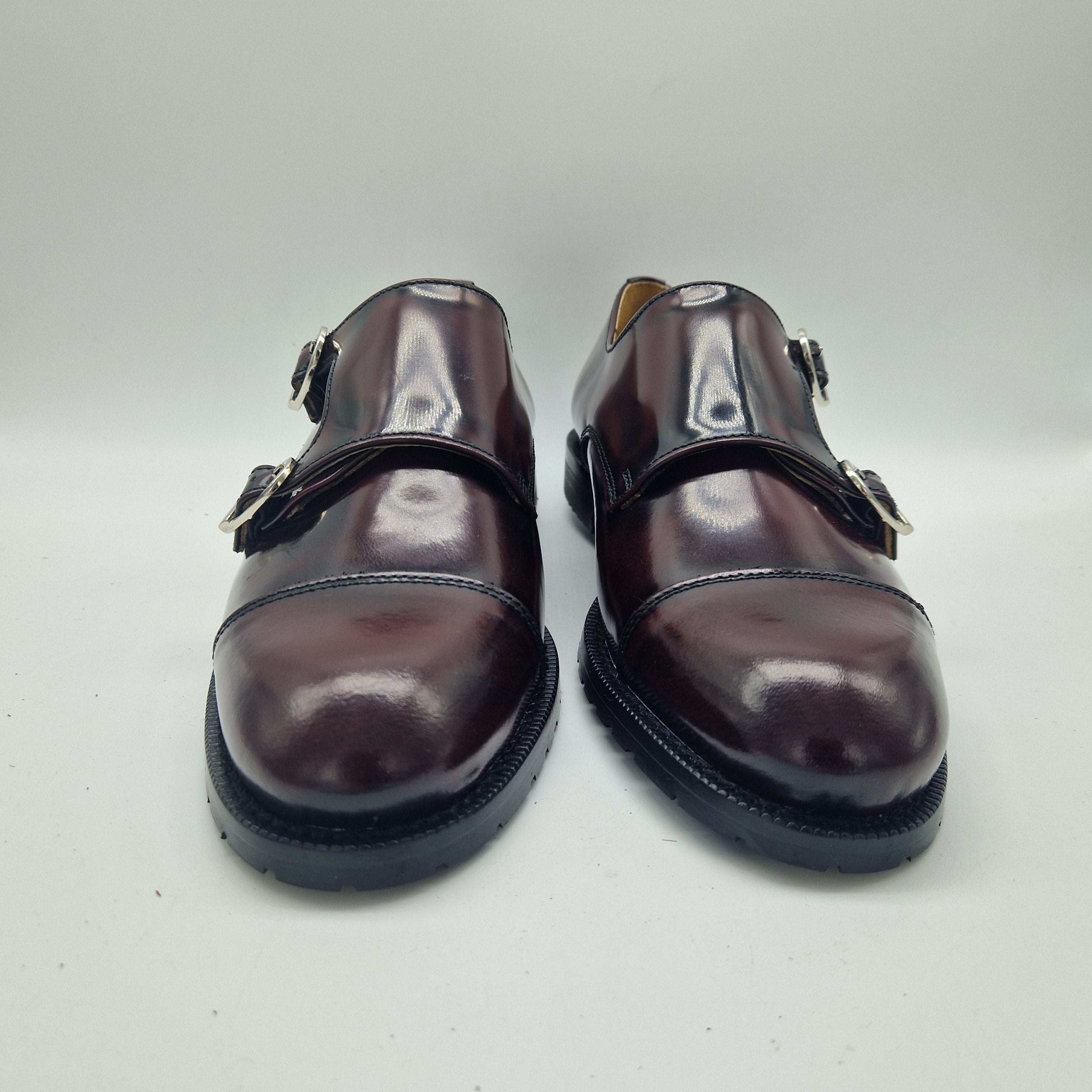 2 HEBILLAS EN PIEL BURDEOS