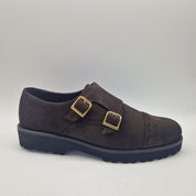 2 HEBILLAS EN SERRAJE MARRÓN