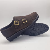 2 HEBILLAS EN SERRAJE MARRÓN