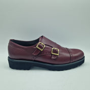 2 HEBILLAS EN PIEL BURDEOS