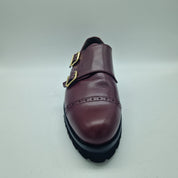 2 HEBILLAS EN PIEL BURDEOS