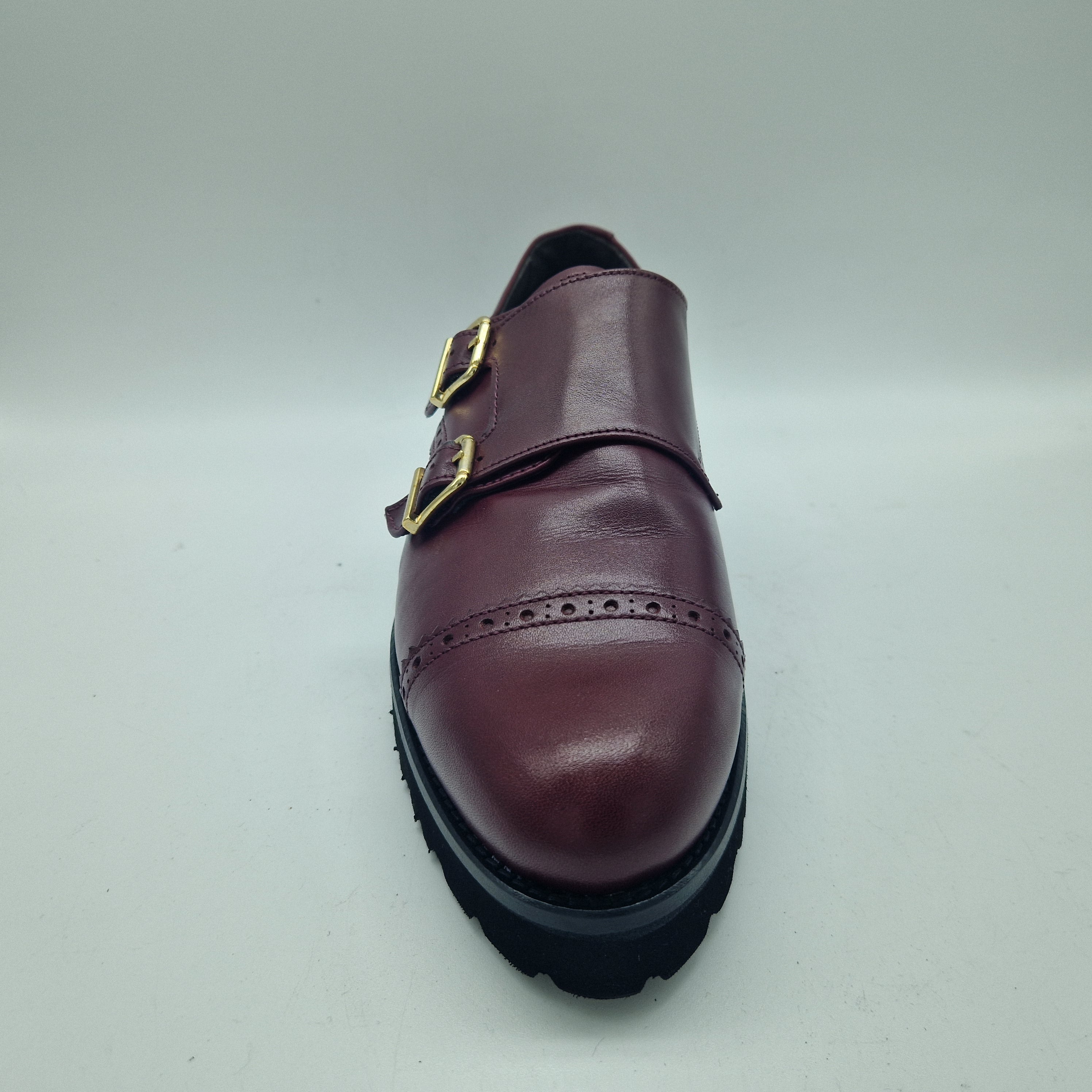 2 HEBILLAS EN PIEL BURDEOS