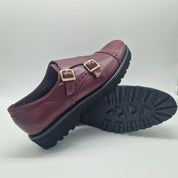 2 HEBILLAS EN PIEL BURDEOS