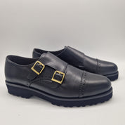 2 HEBILLAS EN PIEL NEGRA