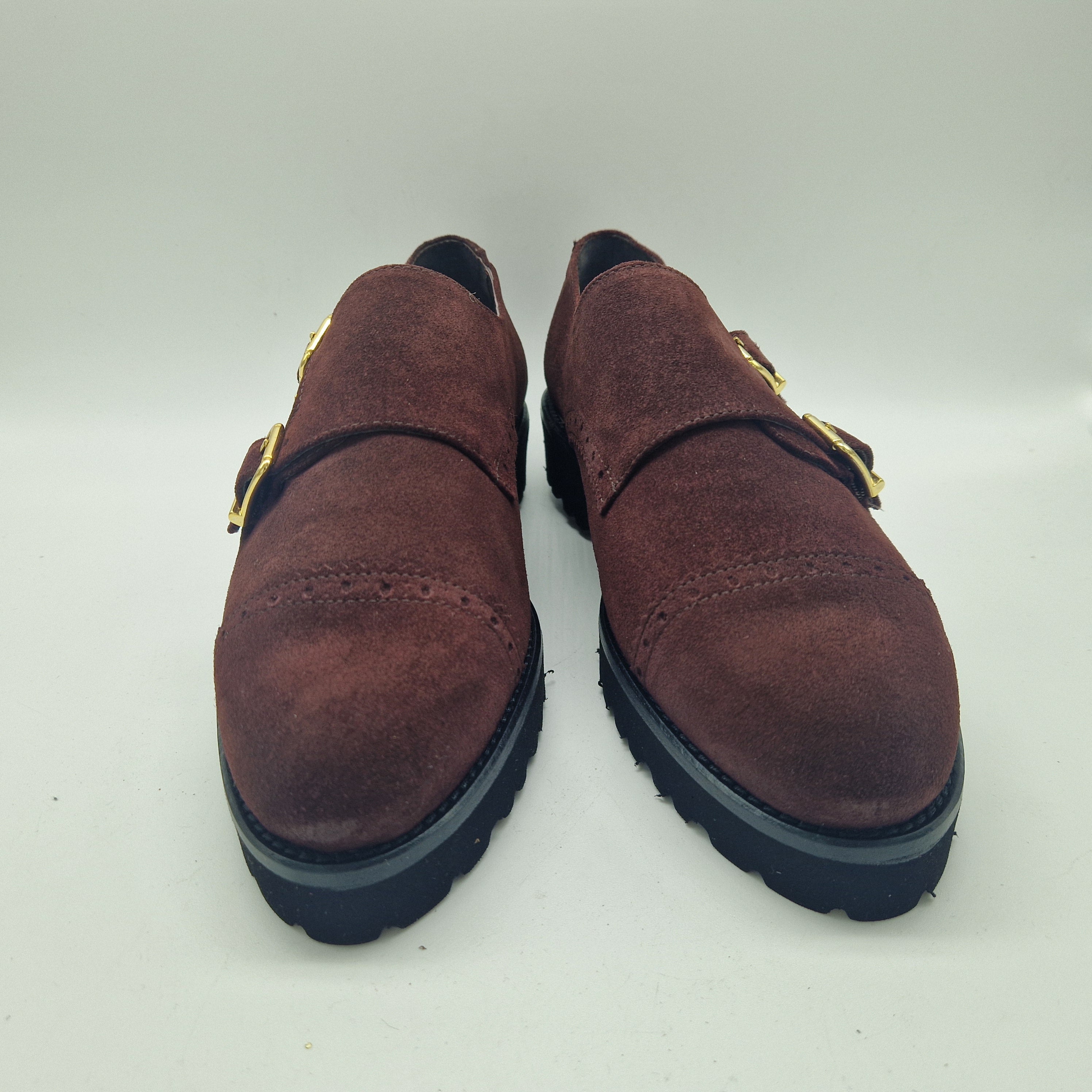 2 HEBILLAS EN SERRAJE BURDEOS