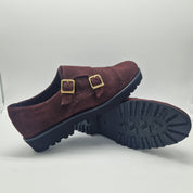 2 HEBILLAS EN SERRAJE BURDEOS