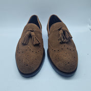 MOCASÍN DE BORLAS EN SERRAJE CUERO