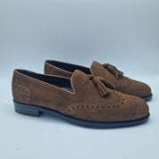 MOCASÍN DE BORLAS EN SERRAJE CUERO