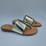 SANDALIA DE DEDO EN TEJIDO ELÁSTICO DORADO - 72556