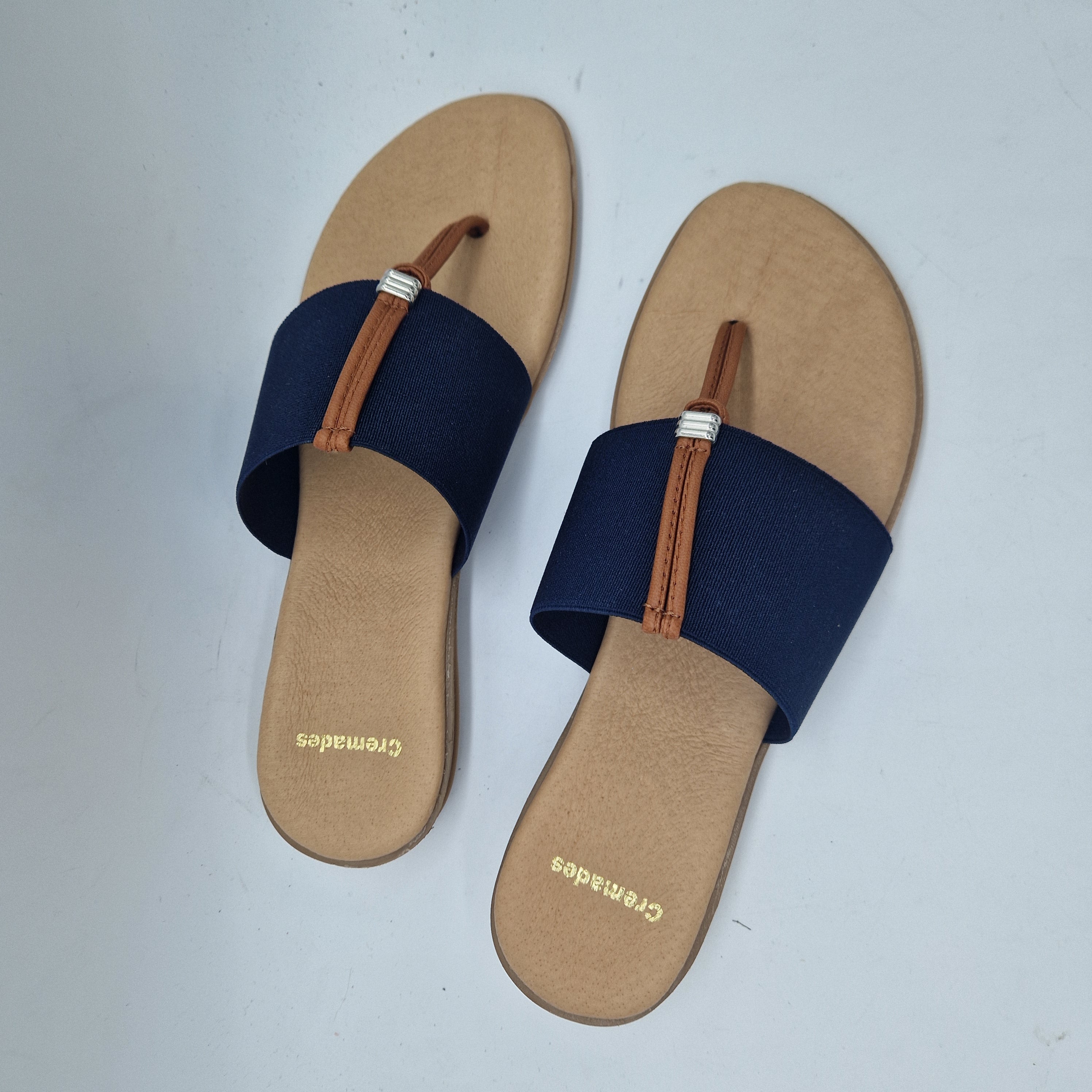 SANDALIA DE DEDO EN TEJIDO ELÁSTICO MARINO - 72558