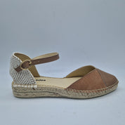 SANDALIA EN PIEL Y ANTE CAMEL - 73091
