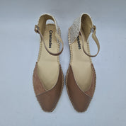 SANDALIA EN PIEL Y ANTE CAMEL - 73091