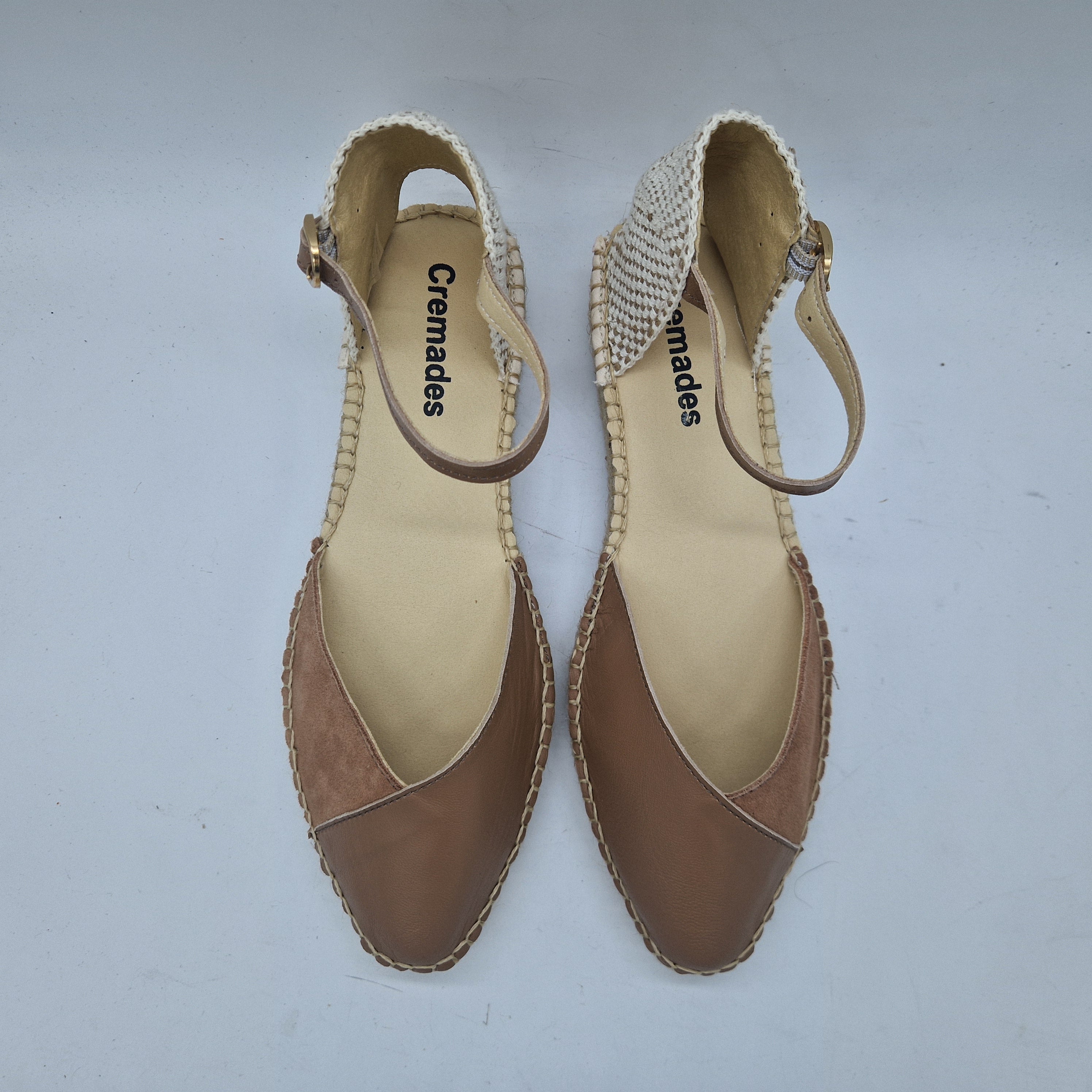 SANDALIA EN PIEL Y ANTE CAMEL - 73091