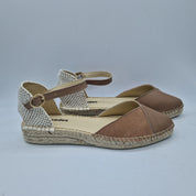 SANDALIA EN PIEL Y ANTE CAMEL - 73091