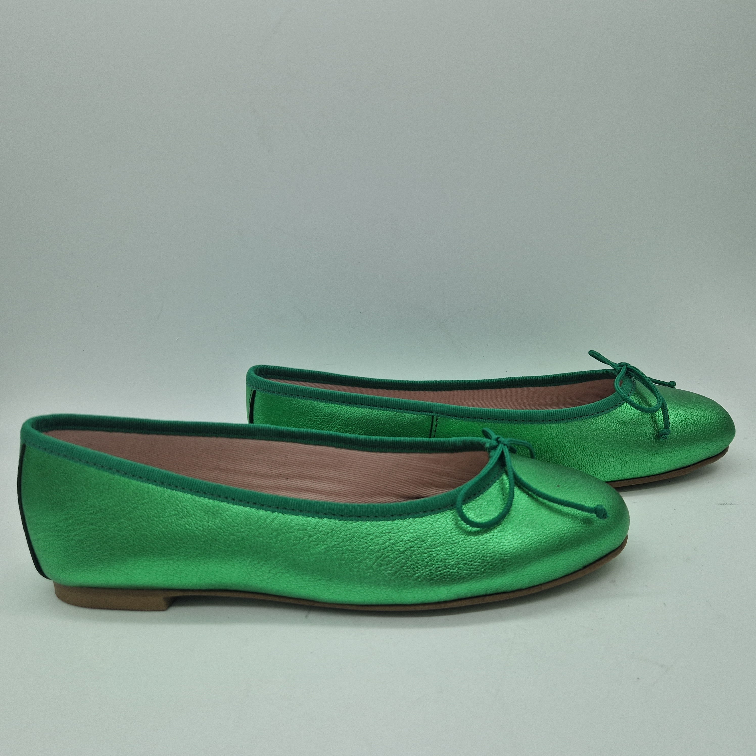 BAILARINA EN PIEL PLATINO VERDE - 73321