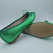 BAILARINA EN PIEL PLATINO VERDE - 73321