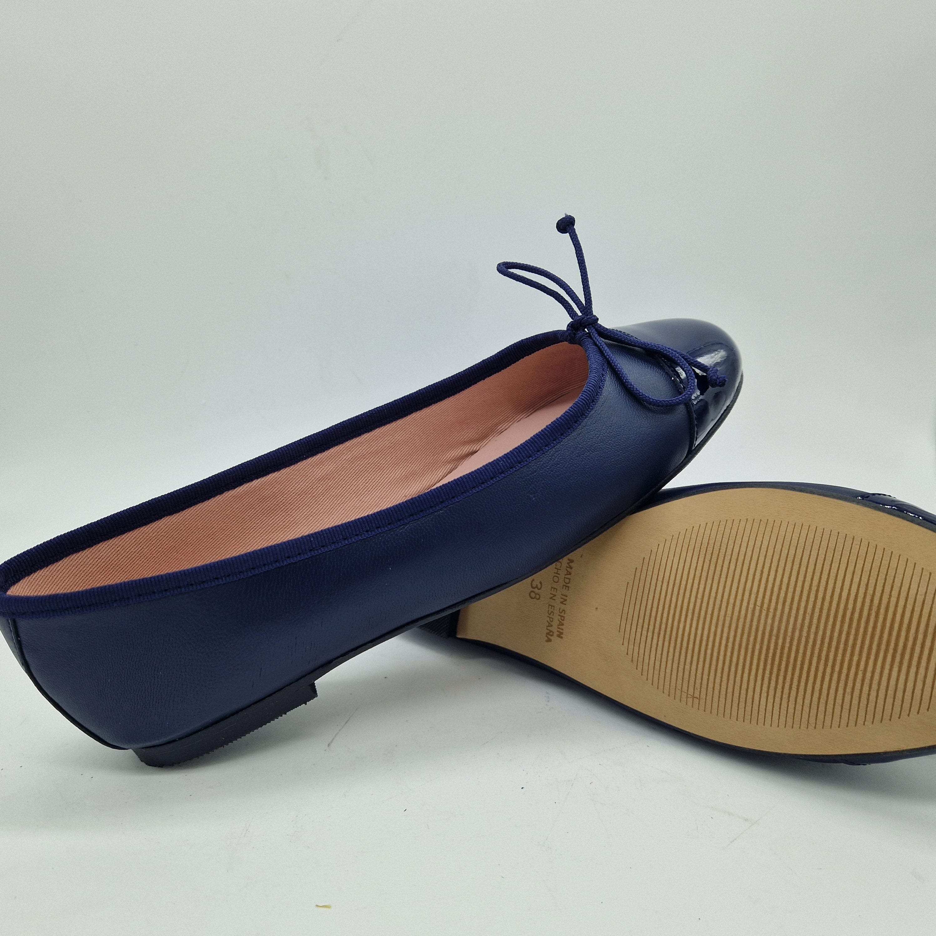 BAILARINA CON PUNTERA EN PIEL MARINO - 73356