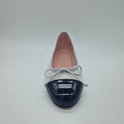 BAILARINA EN PIEL BLANCO SUCIO Y PUNTERA NEGRO - 73359