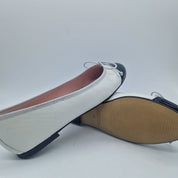 BAILARINA EN PIEL BLANCO SUCIO Y PUNTERA NEGRO - 73359