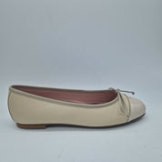 BAILARINA EN PIEL BEIGE Y PUNTERA BEIGE - 73360