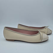 BAILARINA EN PIEL BEIGE Y PUNTERA BEIGE - 73360