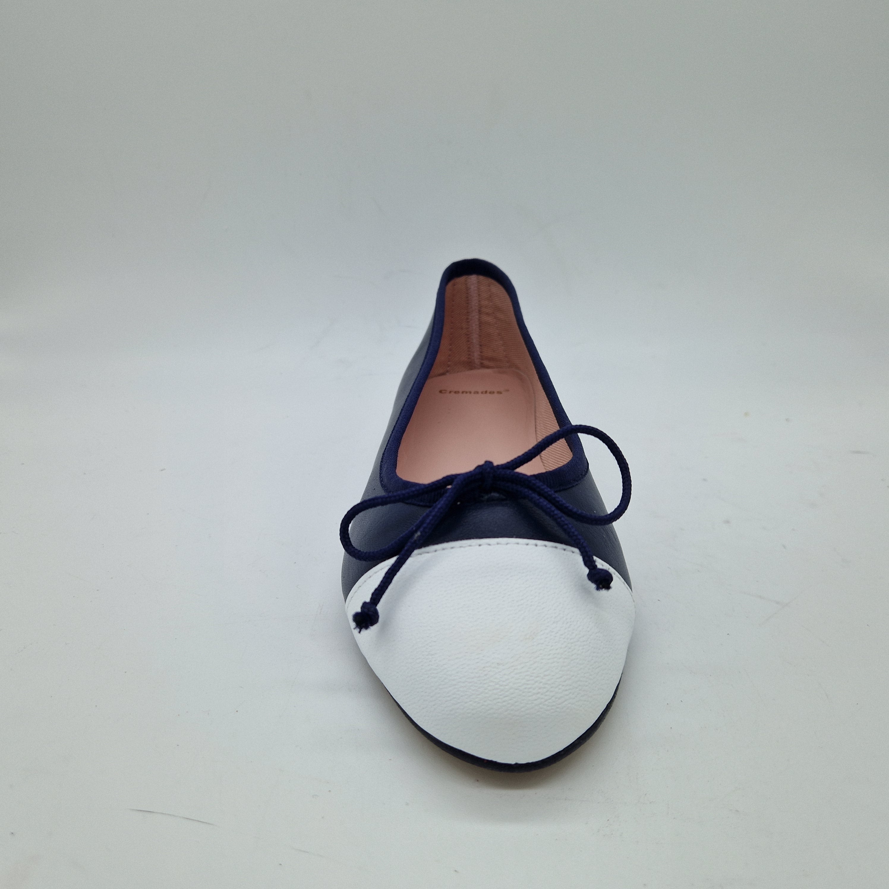 BAILARINA EN PIEL MARINO Y PUNTERA BLANCA - 73361