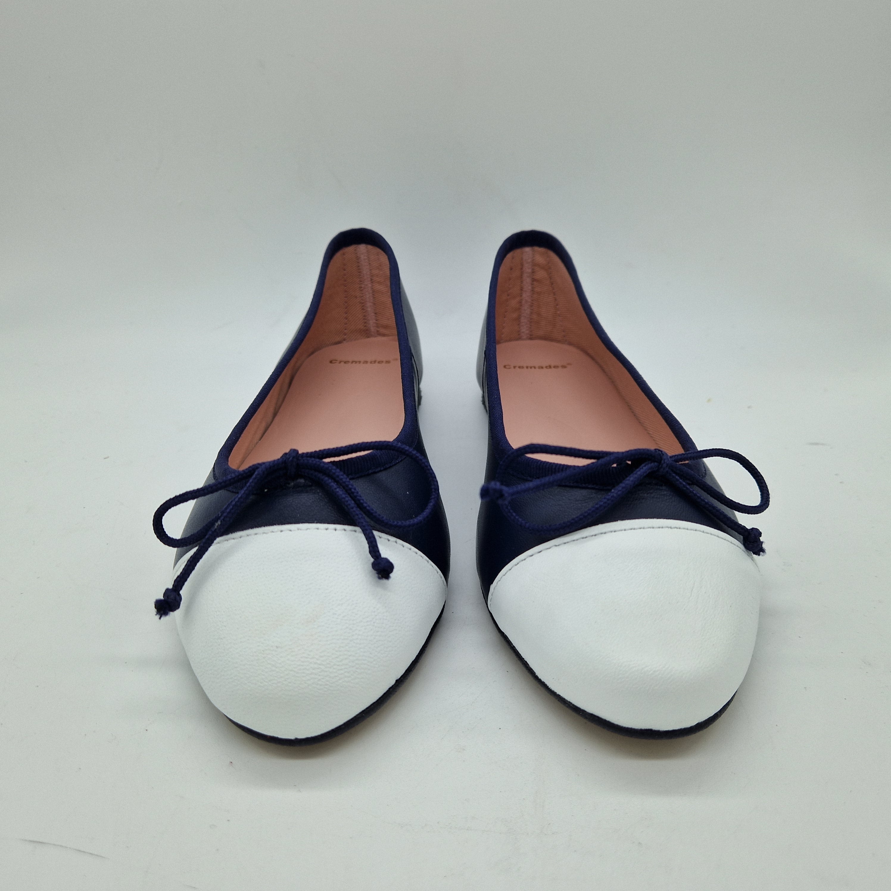 BAILARINA EN PIEL MARINO Y PUNTERA BLANCA - 73361