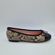 BAILARINA EN PIEL EFECTO SERPIENTE Y PUNTERA NEGRA - 73362