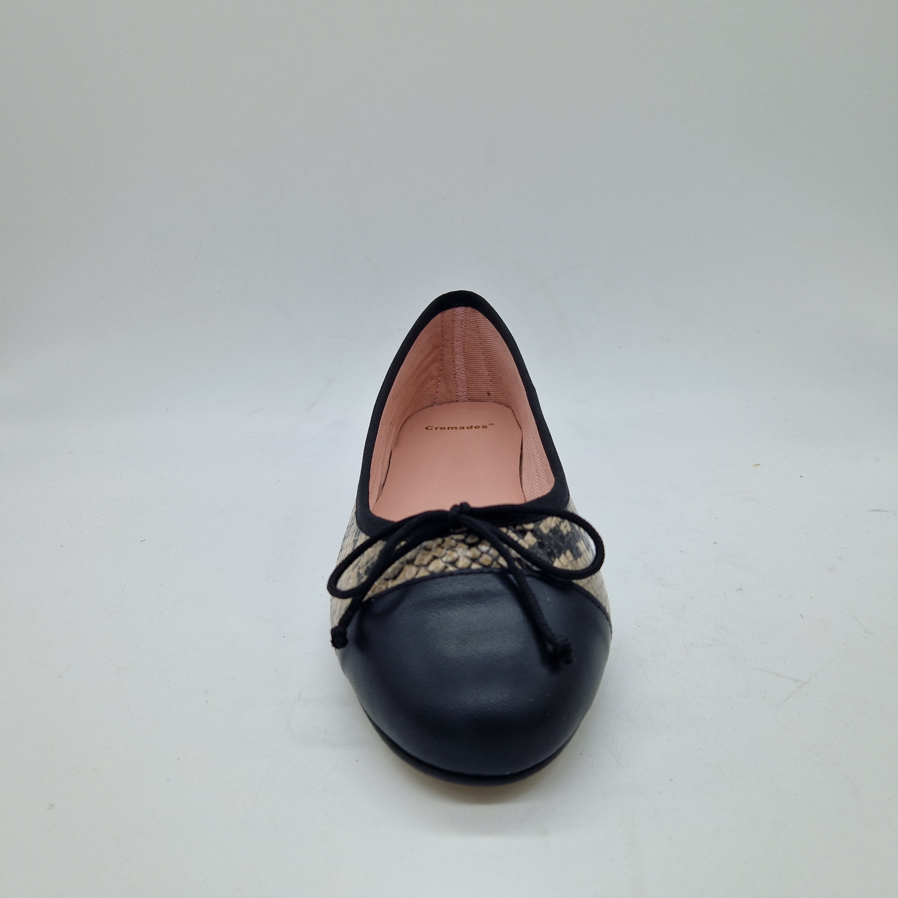 BAILARINA EN PIEL EFECTO SERPIENTE Y PUNTERA NEGRA - 73362
