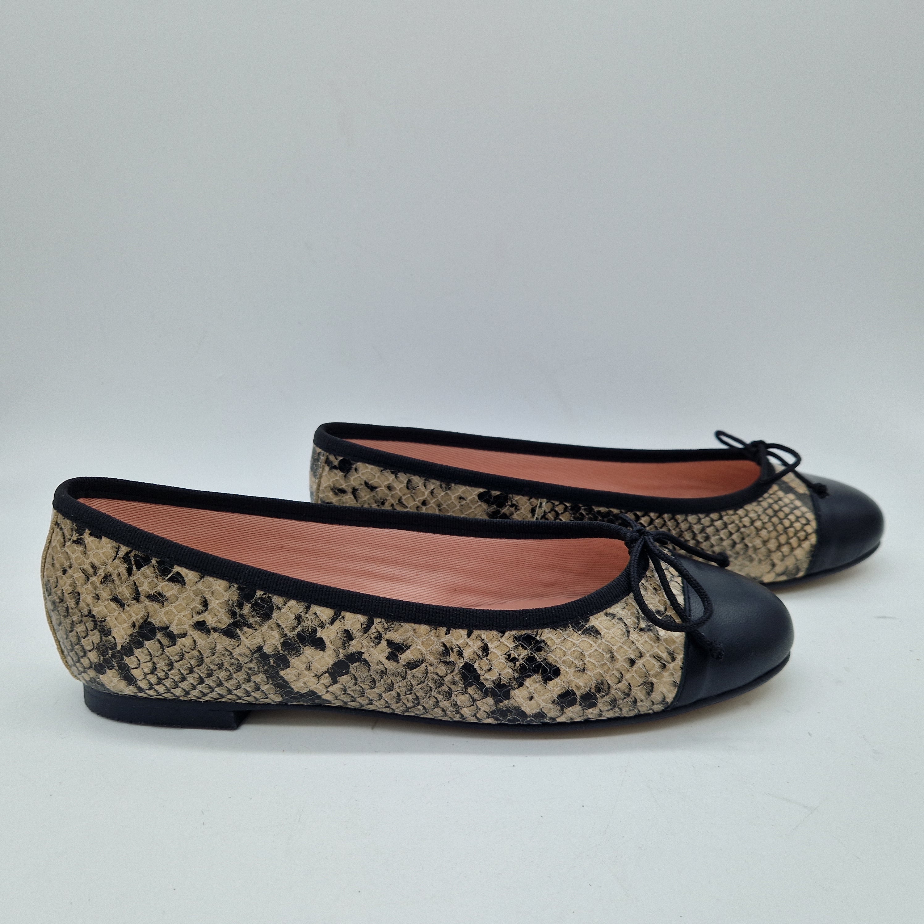 BAILARINA EN PIEL EFECTO SERPIENTE Y PUNTERA NEGRA - 73362