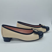 BAILARINA PIEL BEIGE Y PUNTERA NEGRO - 73434