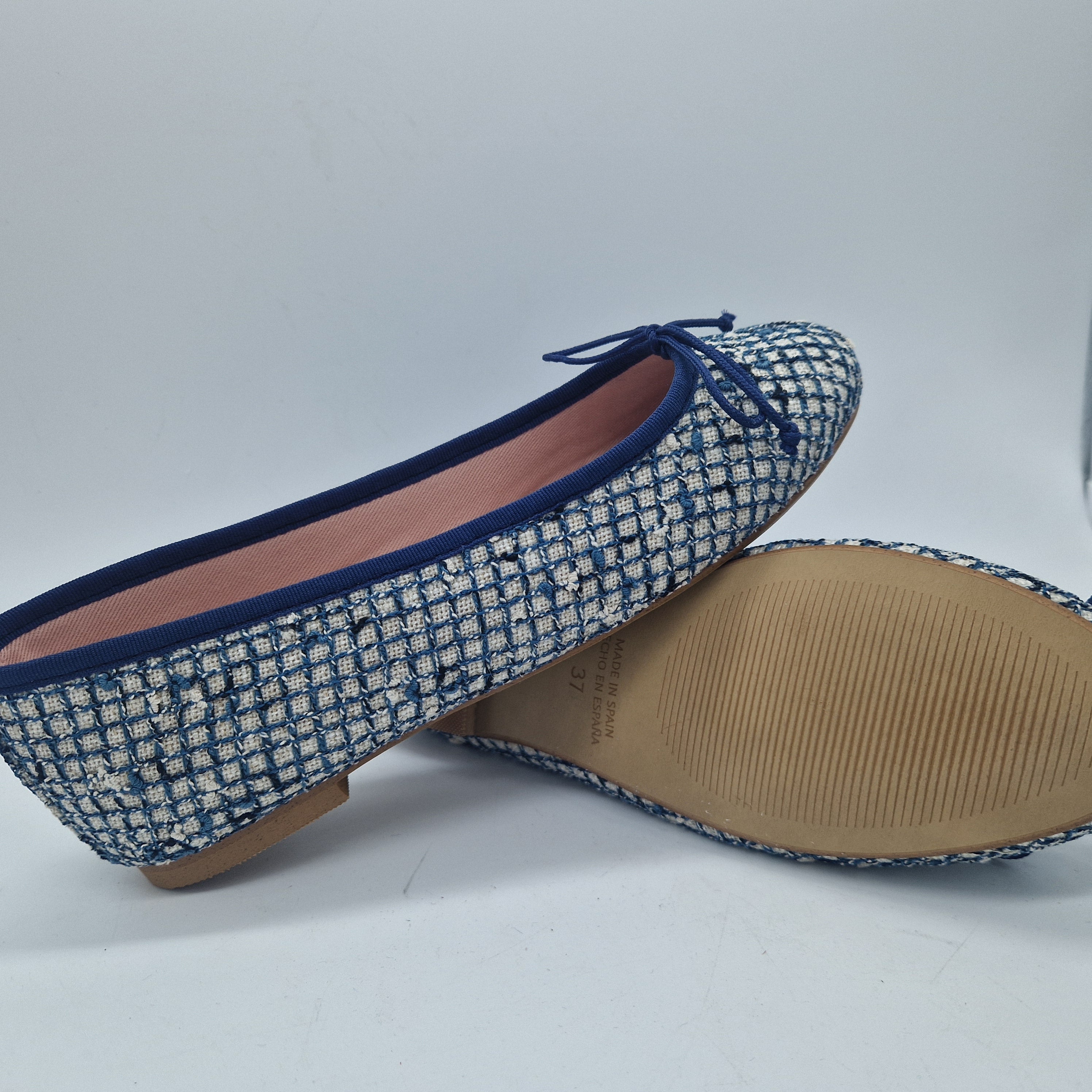 BAILARINA EN LINO AZUL Y BEIGE - 73500