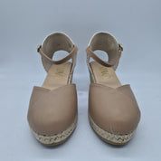 CUÑA ESPARTO EN PIEL BEIGE - 73613