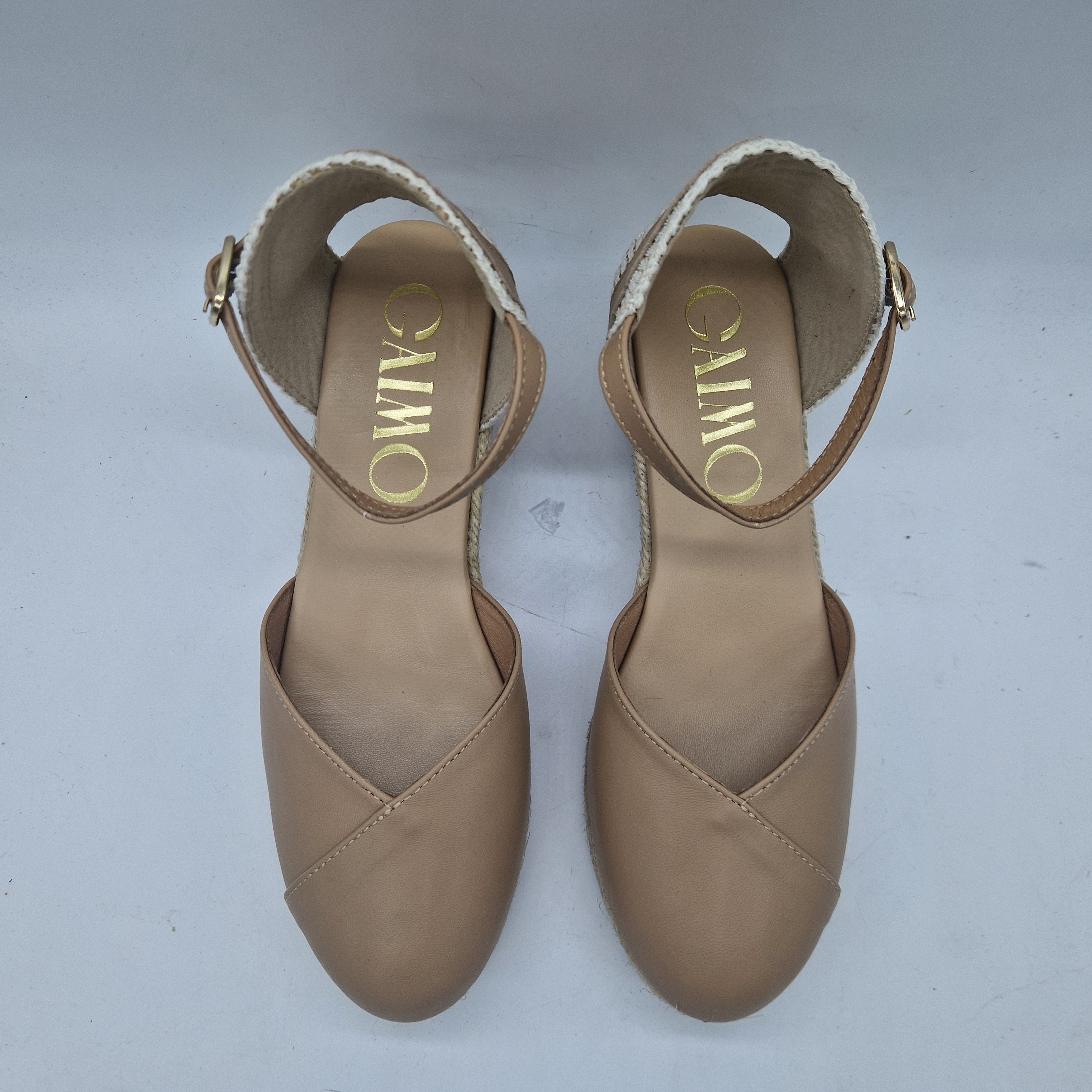 CUÑA ESPARTO EN PIEL BEIGE - 73613