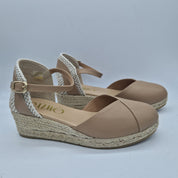 CUÑA ESPARTO EN PIEL BEIGE - 73613
