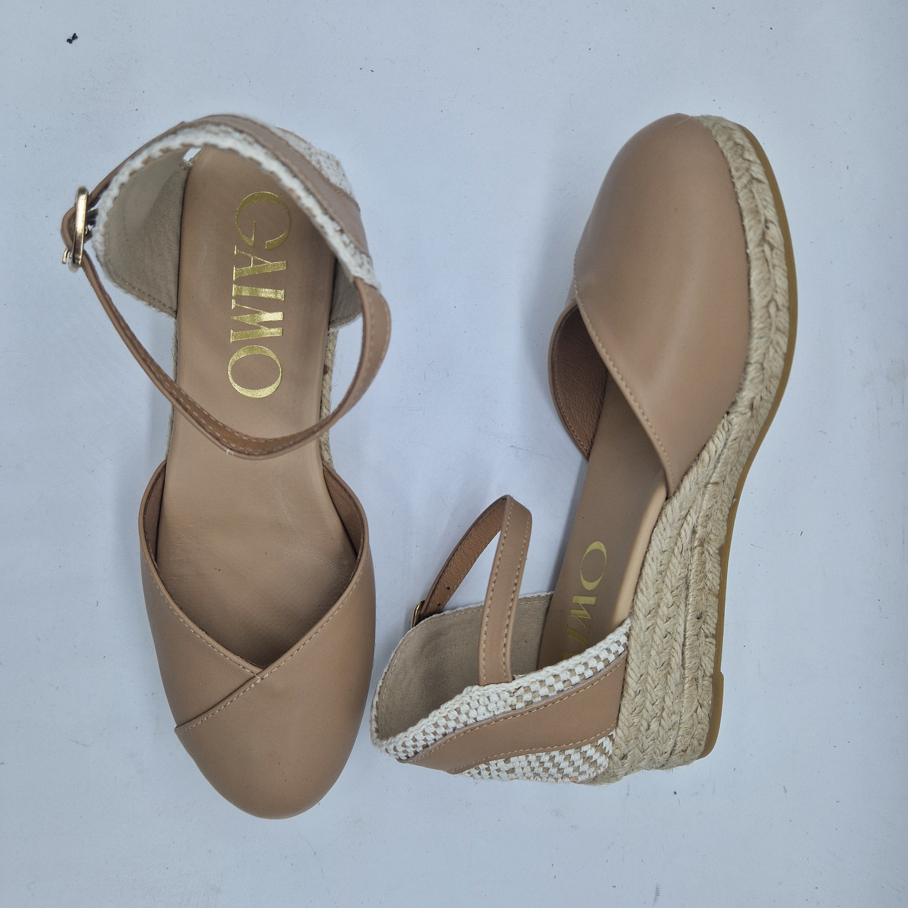 CUÑA ESPARTO EN PIEL BEIGE - 73613