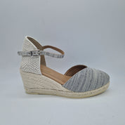 CUÑA ESPARTO EN TEJIDO PLATA - 73939